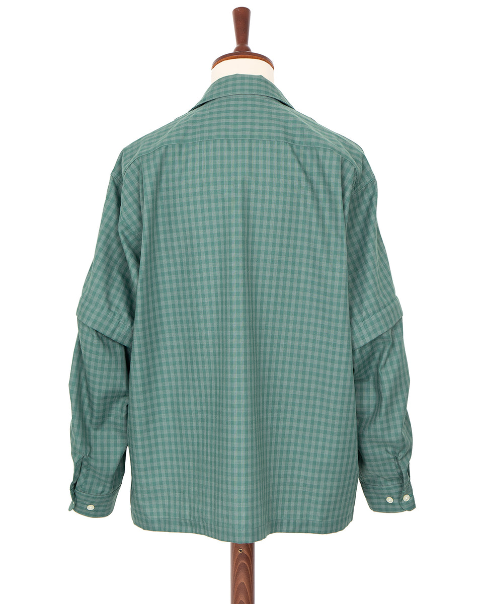 Daiwa Pier39 Tech Sports Open Collar Shirt, Dark Green Check