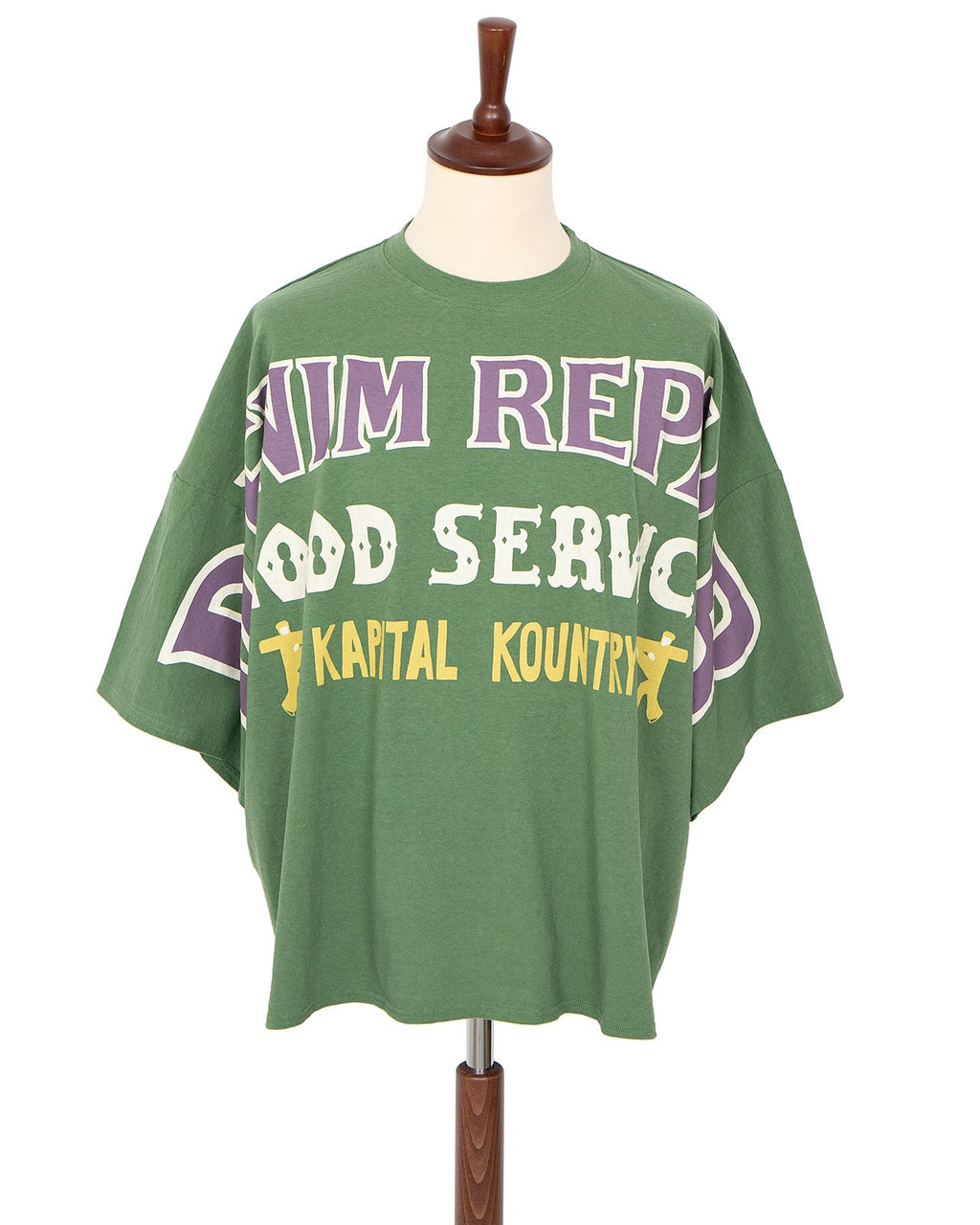 Kapital Jersey Huge T-Shirt, Denim Repair, Green