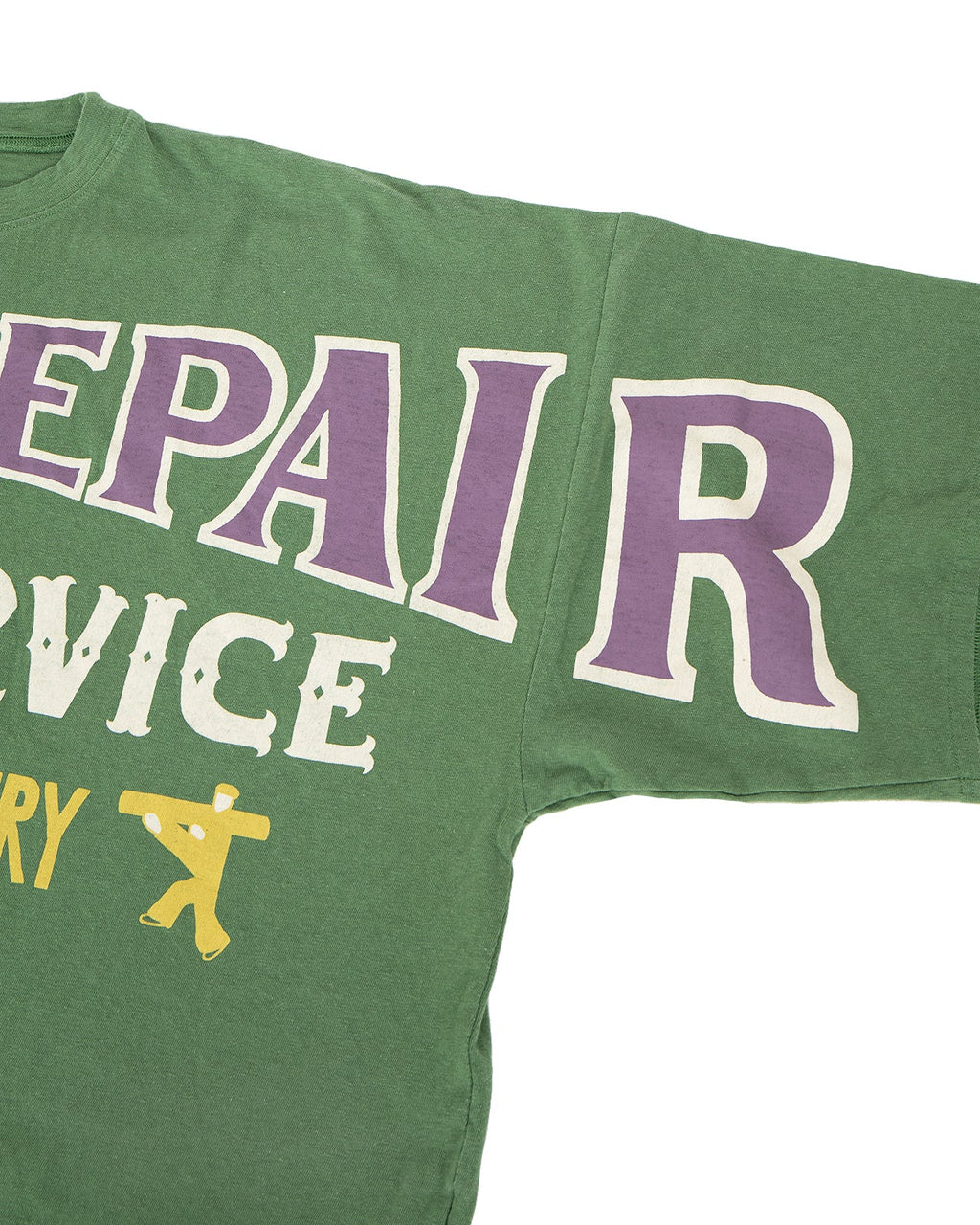 Kapital Jersey Huge T-Shirt, Denim Repair, Green