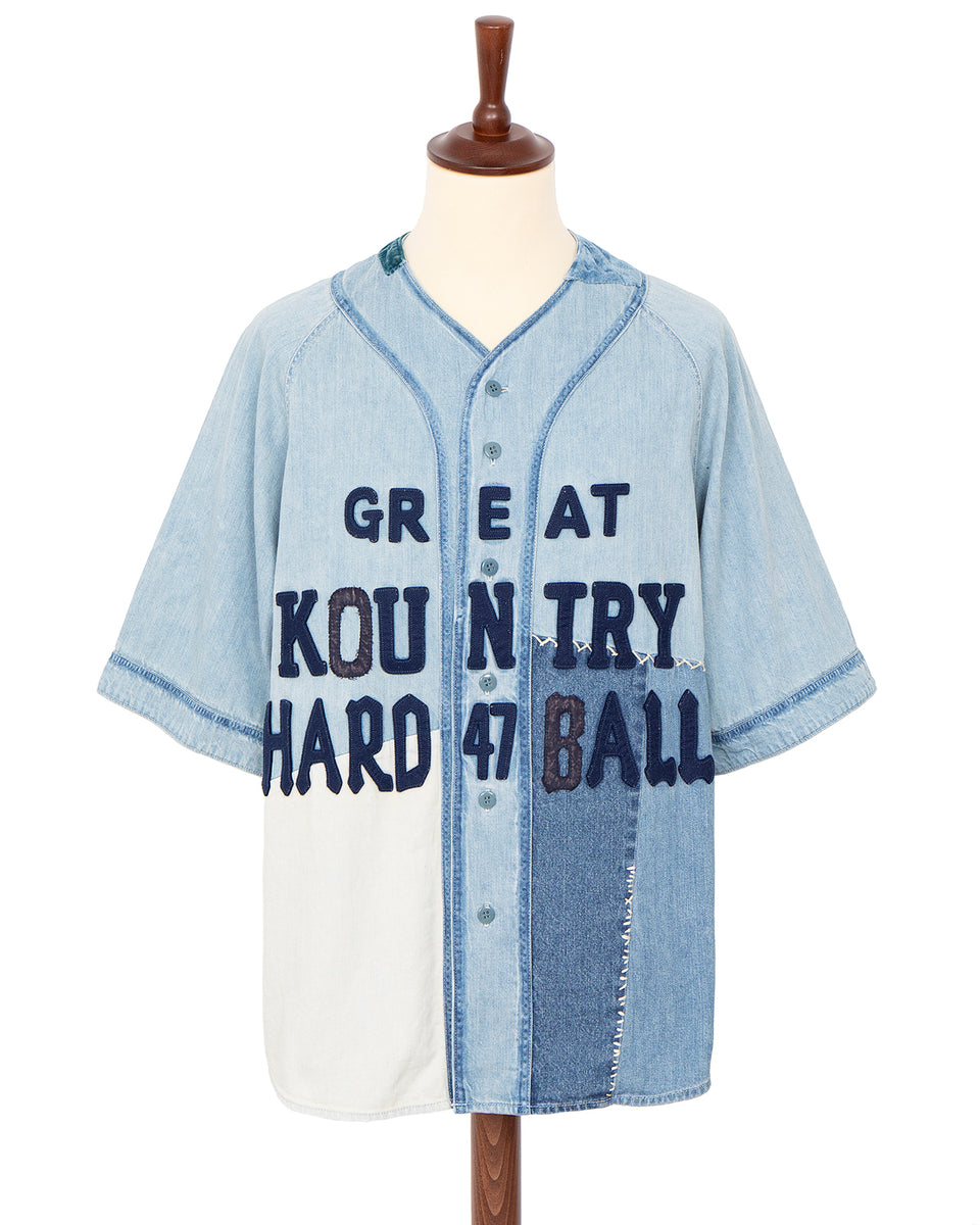 Kapital Kountry 8oz Reconstruction Denim Great Kountry Baseball Shirt - Indigo (Processing) 4