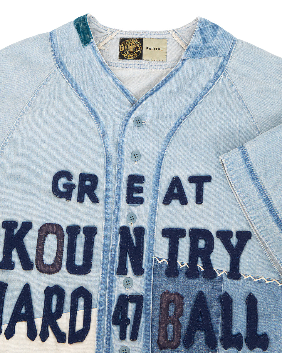 Kapital 8oz Denim Great Kountry Damaged Baseball Shirt