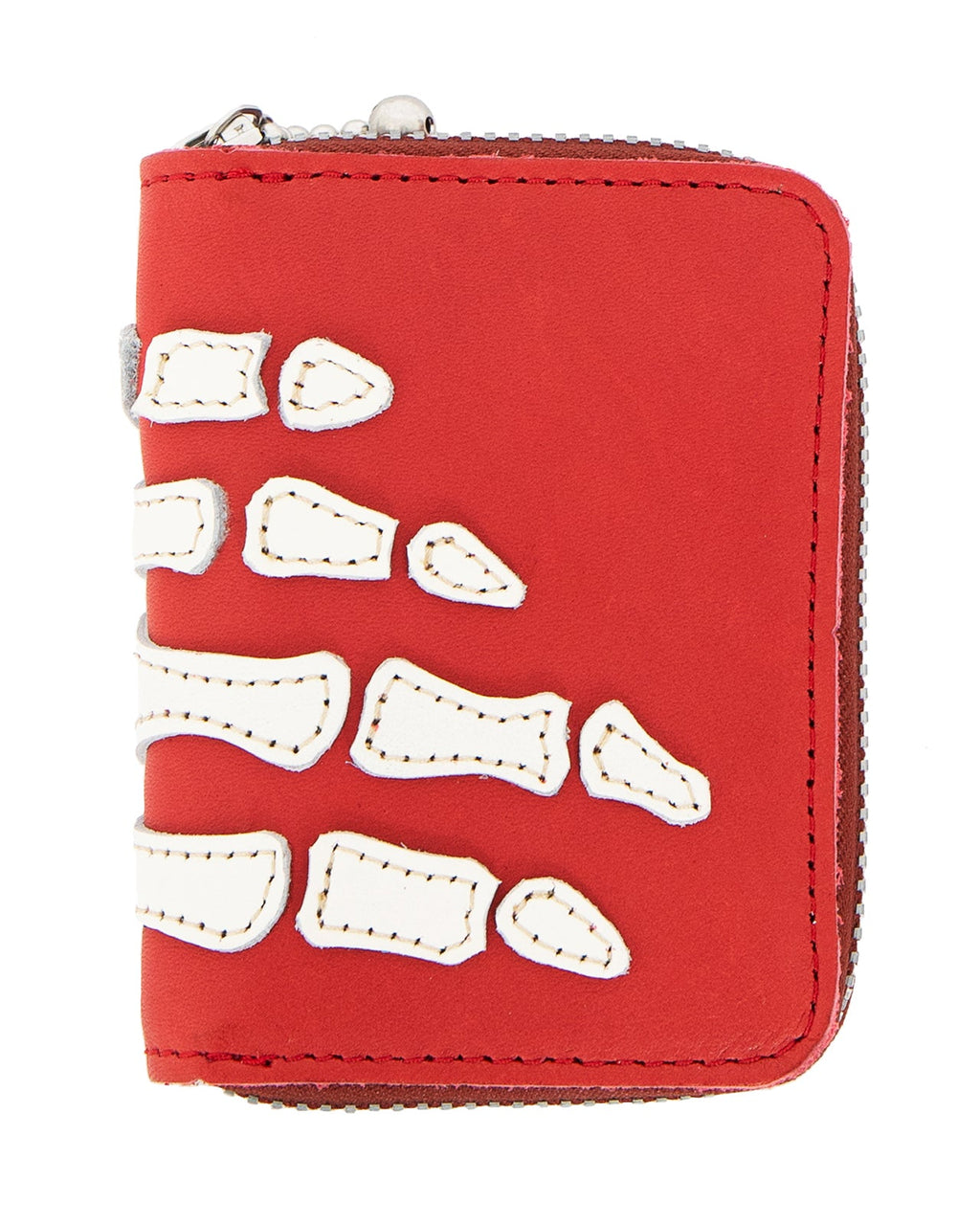 Kapital Thumb-up Bone Hand Zip Mini Wallet, Red