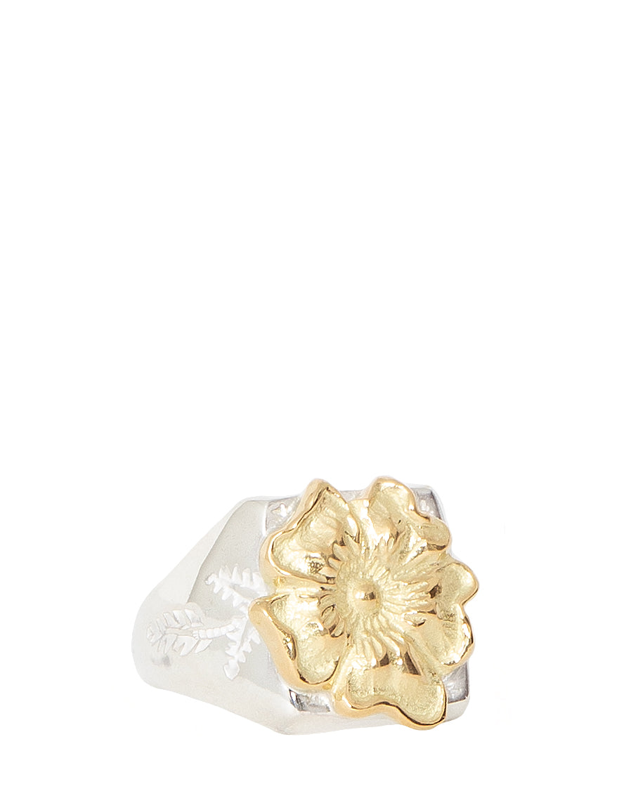 Larry Smith Square Rose Ring No. 74 (18K Gold Accent)