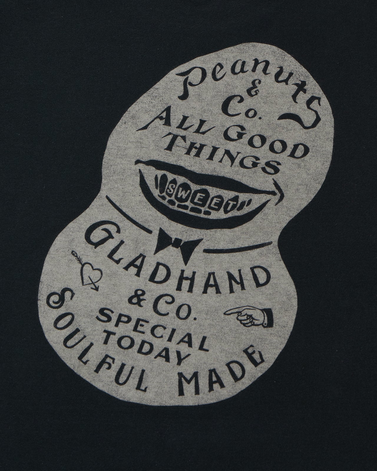 Glad Hand x Peanuts, Mr Smiley T-Shirt, Black