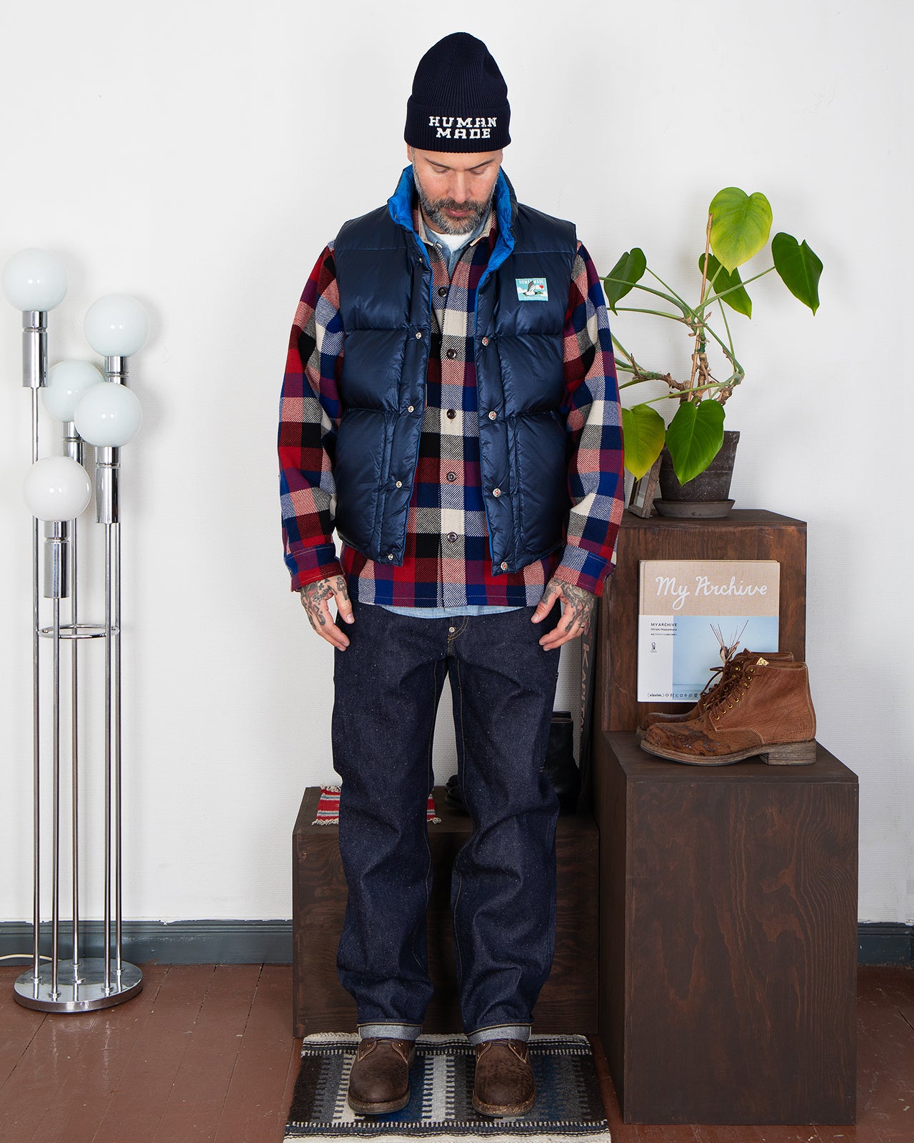 Human Made Reversible Down Vest, Navy