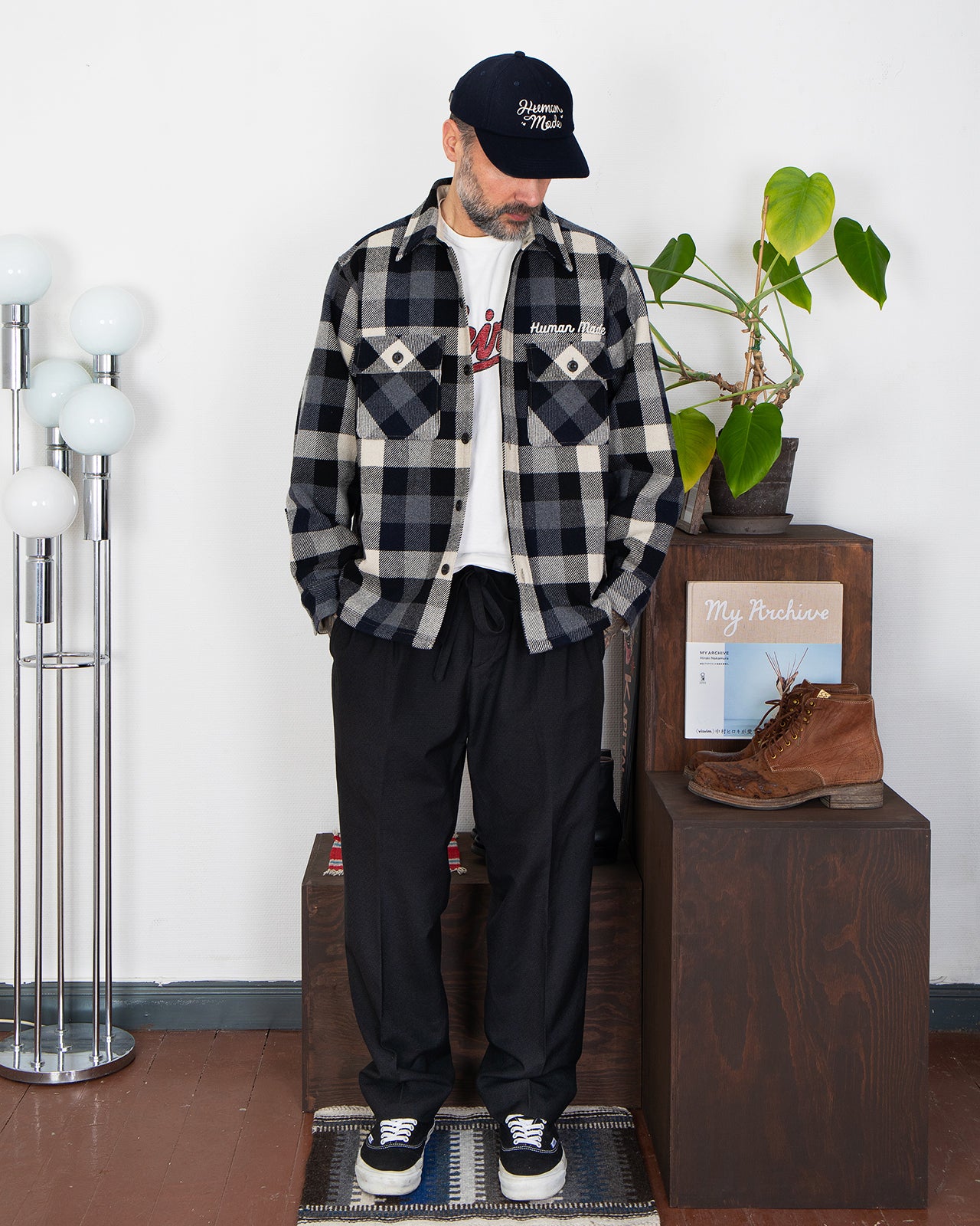 Human Made Wool Check Shirt Jacket, Black