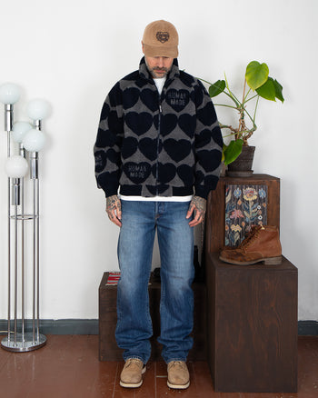 Human Made Heart Fleece Jacket, Navy