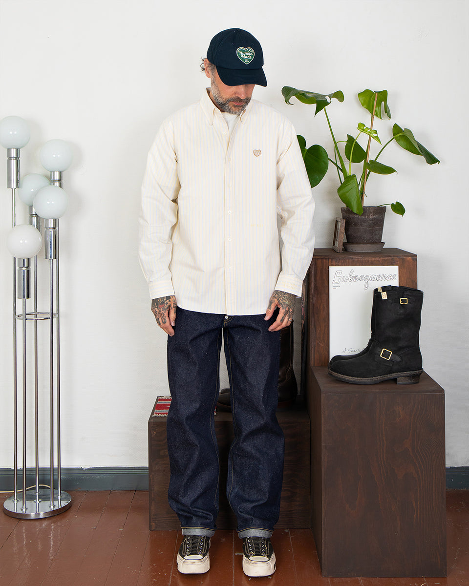 Human Made Stripe Ox B.D Shirt, Yellow