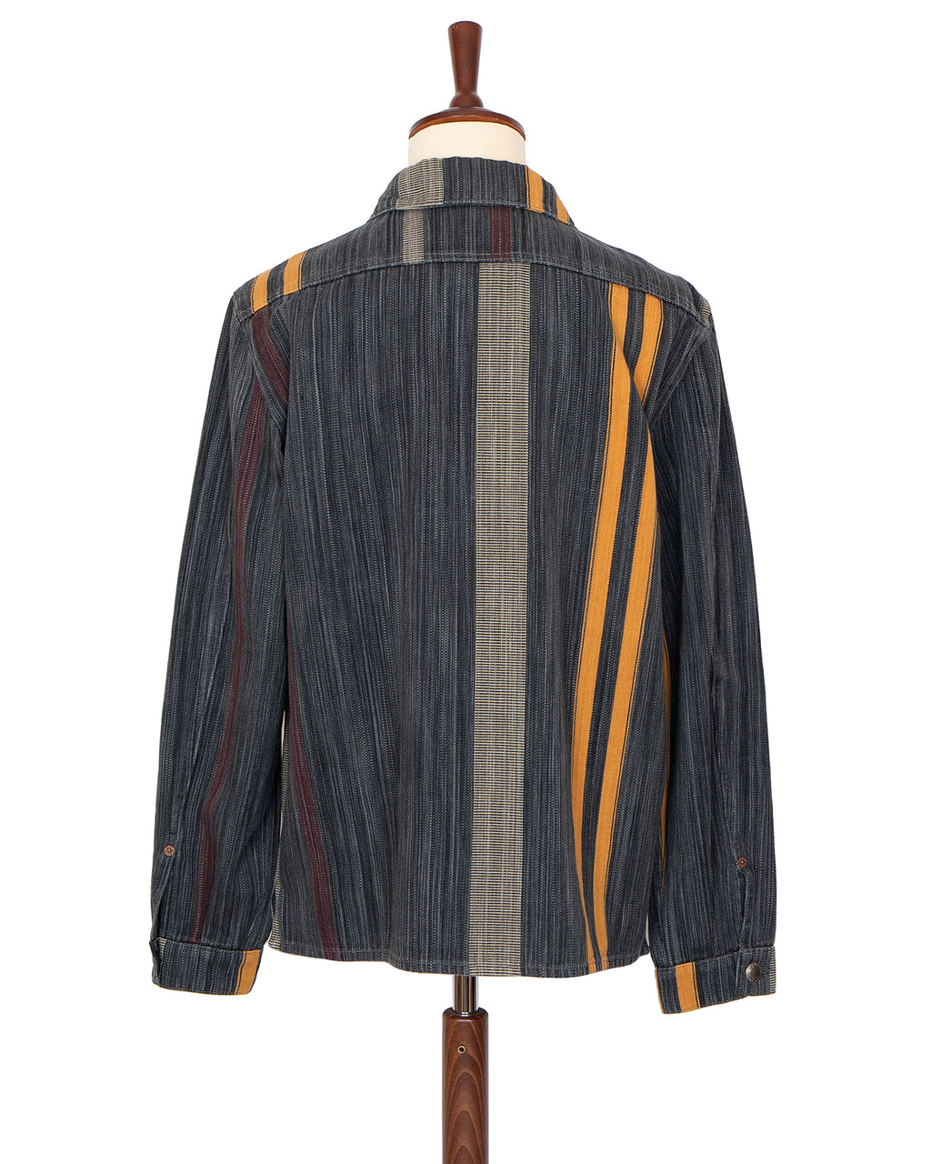 Indigofera Conway Jacket, Cotton / Wool Stripe, Grey / Wine / Orange
