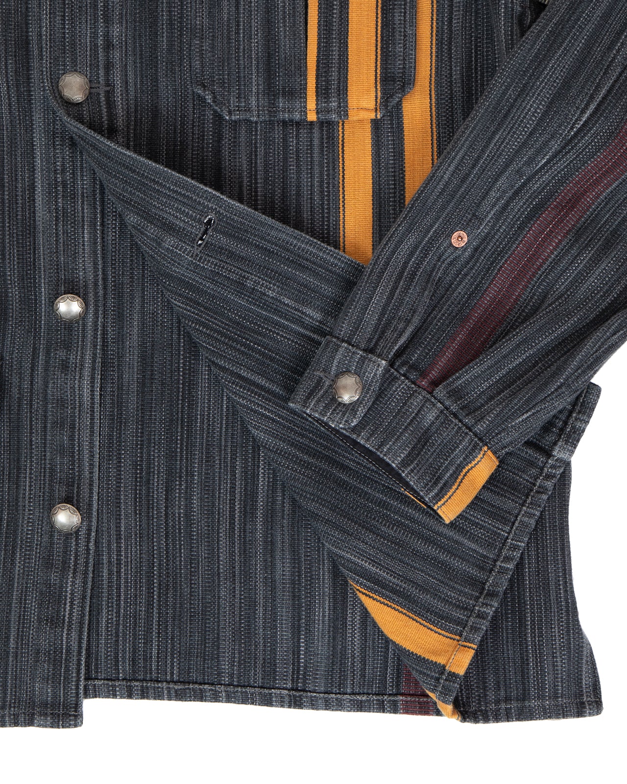 Indigofera Conway Jacket, Cotton / Wool Stripe, Grey / Wine / Orange