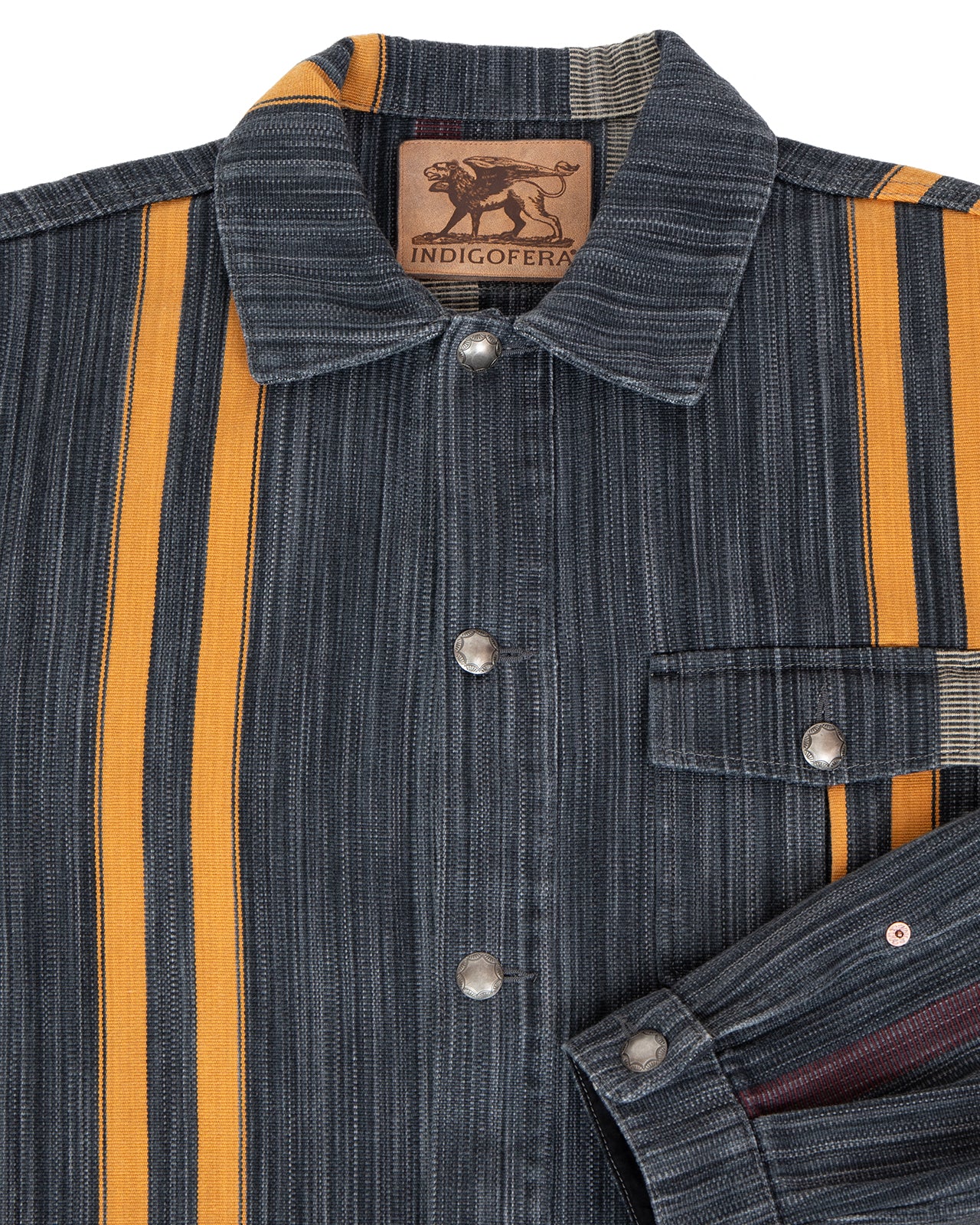 Indigofera Conway Jacket, Cotton / Wool Stripe, Grey / Wine / Orange