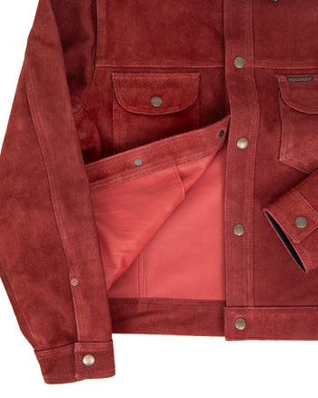 Indigofera Fargo Quarter Leather Jacket, Roughout Wine