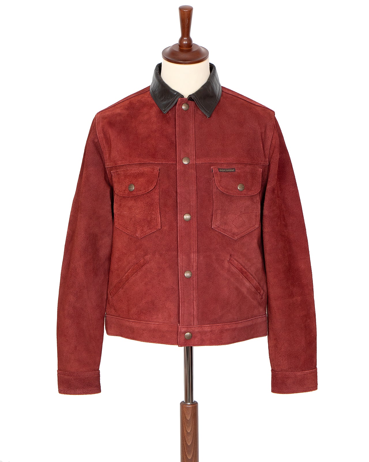 Indigofera Fargo Quarter Leather Jacket, Roughout Wine