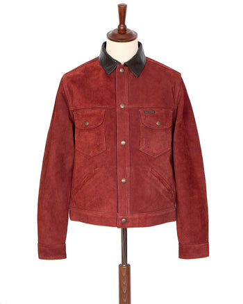 Indigofera Fargo Quarter Leather Jacket, Roughout Wine