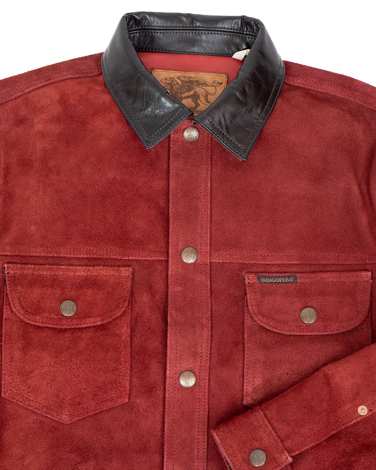 Indigofera Fargo Quarter Leather Jacket, Roughout Wine