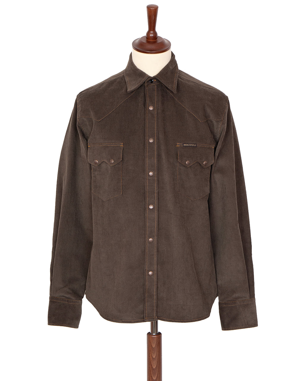 Indigofera Ryman Corduroy Shirt, Dark Brown / Green