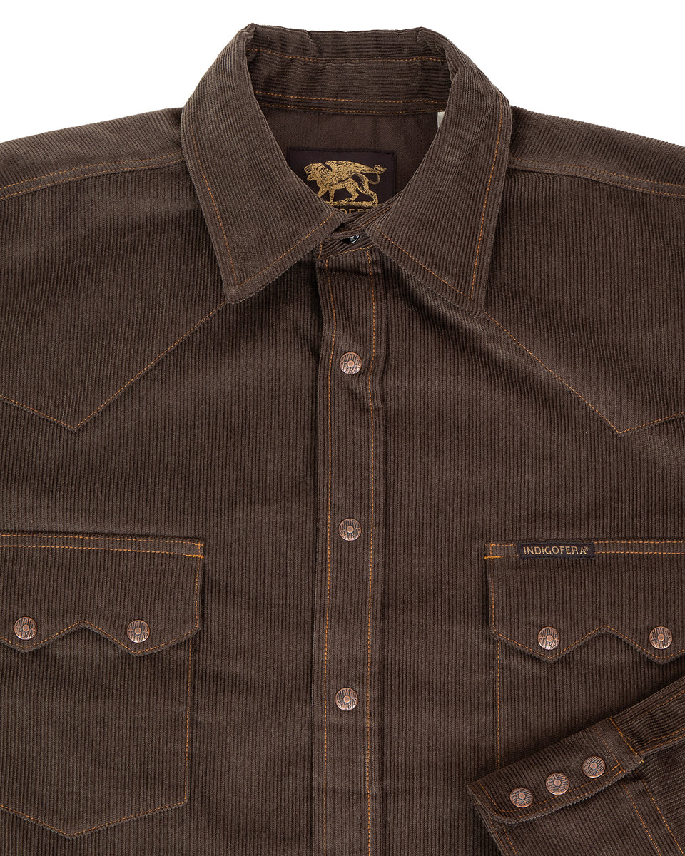 Indigofera Ryman Corduroy Shirt, Dark Brown / Green