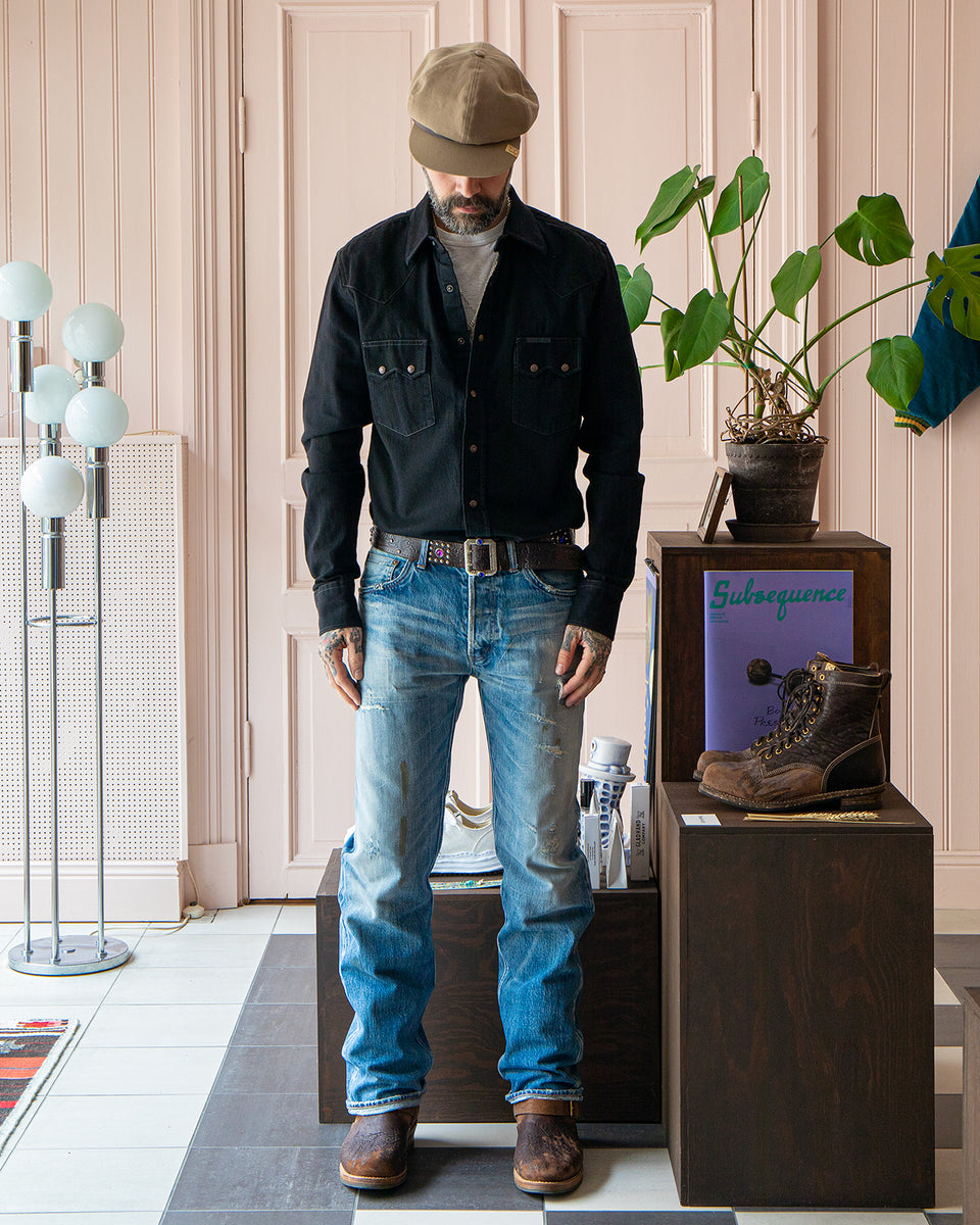 Indigofera Ryman Denim Shirt, Kochi Black Denim, Rinsed