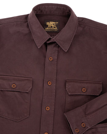 Indigofera Alamo Shirt, Cotton Twill, Crimson Dusk