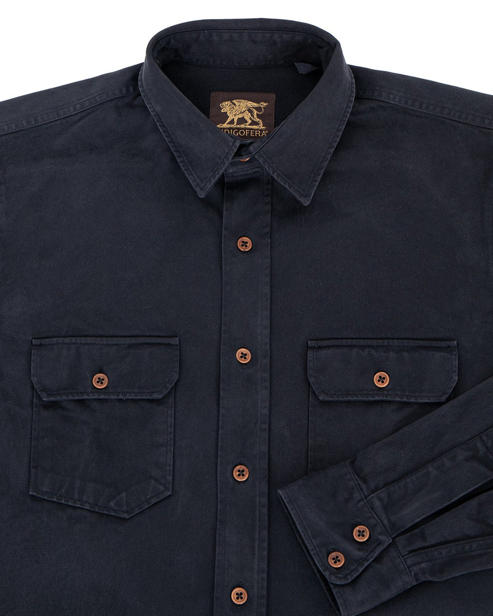 Indigofera Alamo Shirt, Cotton Twill, Marshall Black