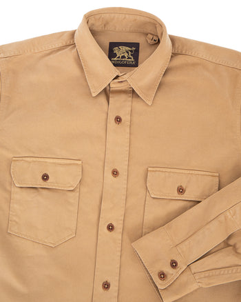 Indigofera Alamo Shirt, Cotton Twill, Khaki Beige