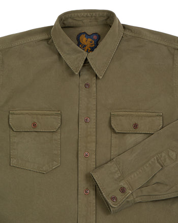 Indigofera Alamo Shirt, Cotton Twill, Olive