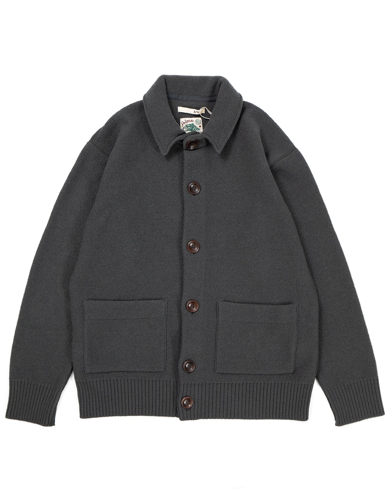Indigofera Brewster Wool Cardigan, Dark Grey