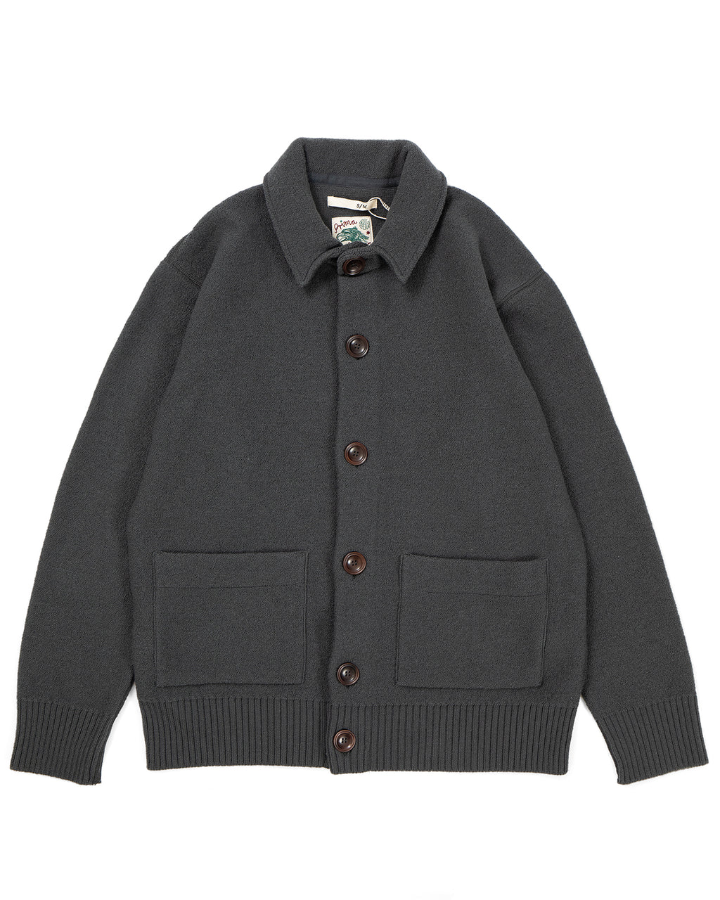 Indigofera Brewster Wool Cardigan, Dark Grey