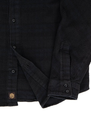 Indigofera Bryson Shirt, Check Flannel, Overdyed Black