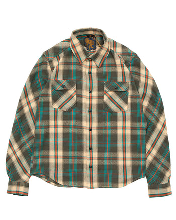 Indigofera Bryson Shirt, Flannel Check, Charcoal / Beige / Turquoise / Rust