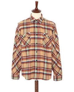 Indigofera Bryson Shirt, Flannel Check, Beige / Red / White / Green