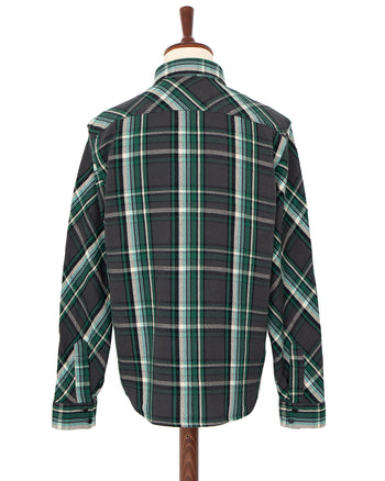 Indigofera Bryson Shirt, Unbrushed Check, Black / Green / White / Turquoise
