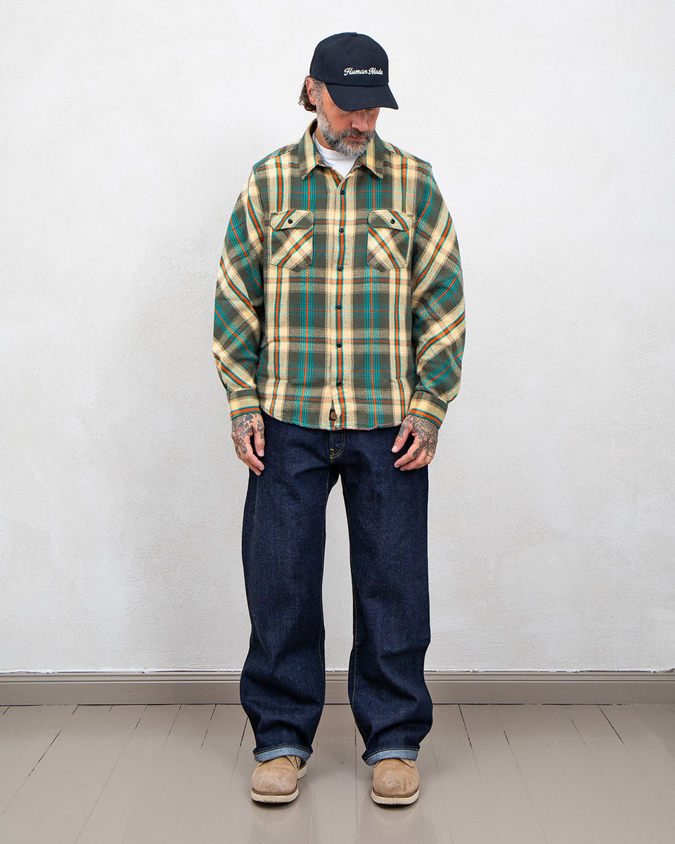 Indigofera Bryson Shirt, Flannel Check, Charcoal / Beige / Turquoise / Rust