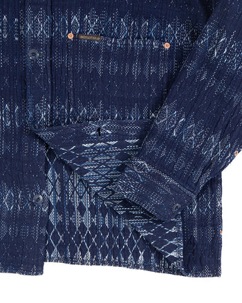 Indigofera Caleb Shirt, Sashiko Check, Indigo