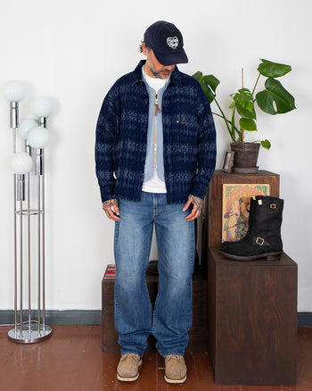 Indigofera Caleb Shirt, Sashiko Check, Indigo