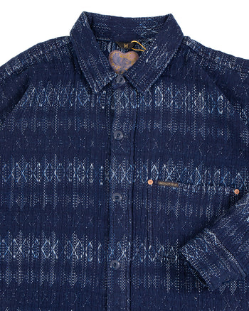 Indigofera Caleb Shirt, Sashiko Check, Indigo
