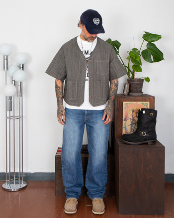 Indigofera Cobb Shirt, Hickory Stripe, Black / White