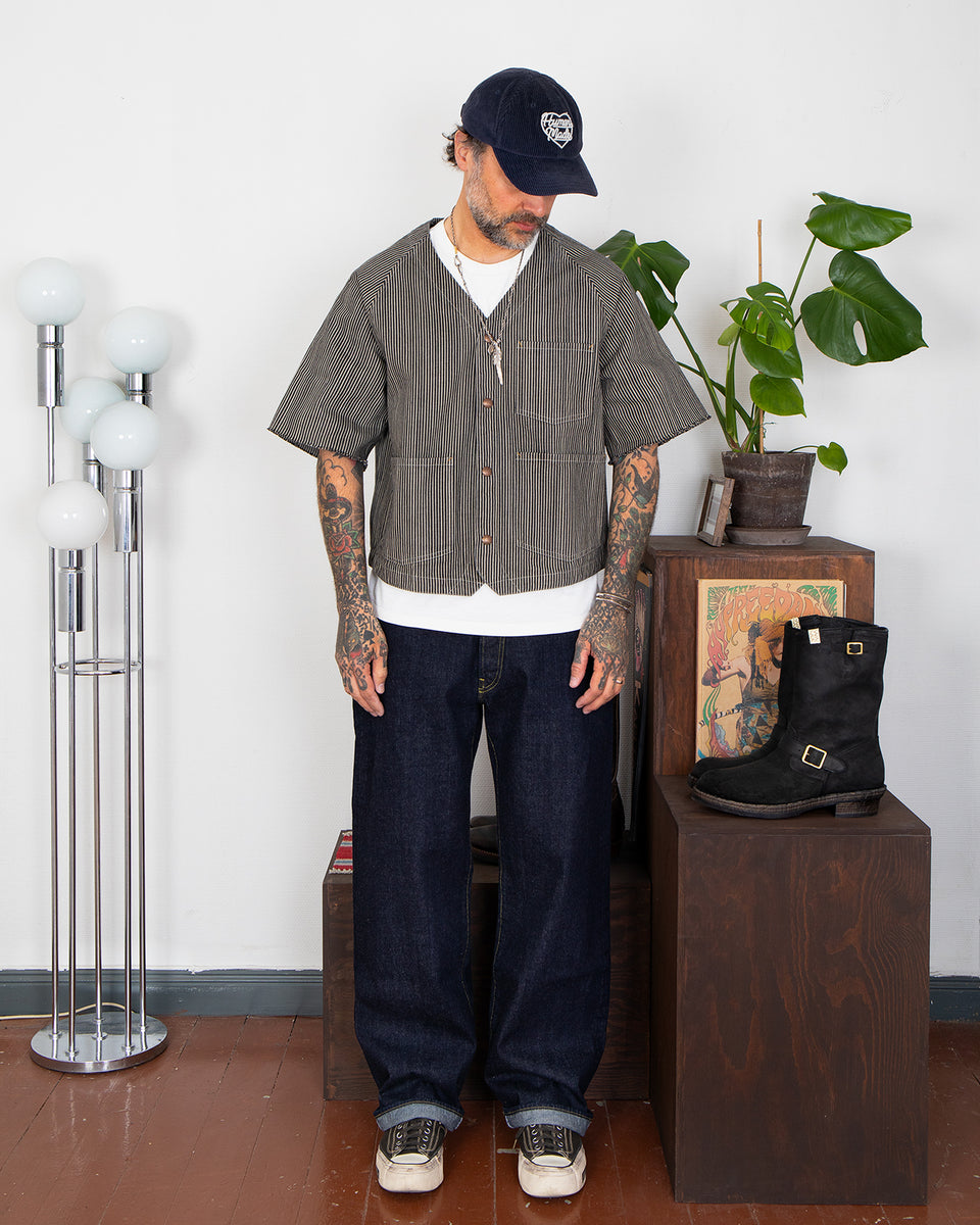 Indigofera Cobb Shirt, Hickory Stripe, Black / White