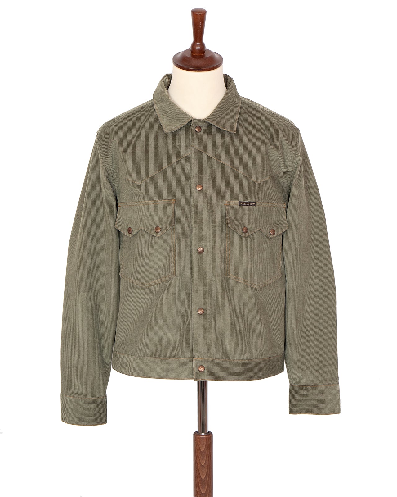 Indigofera Cooper Shirt, 13W Corduroy, Stone Green