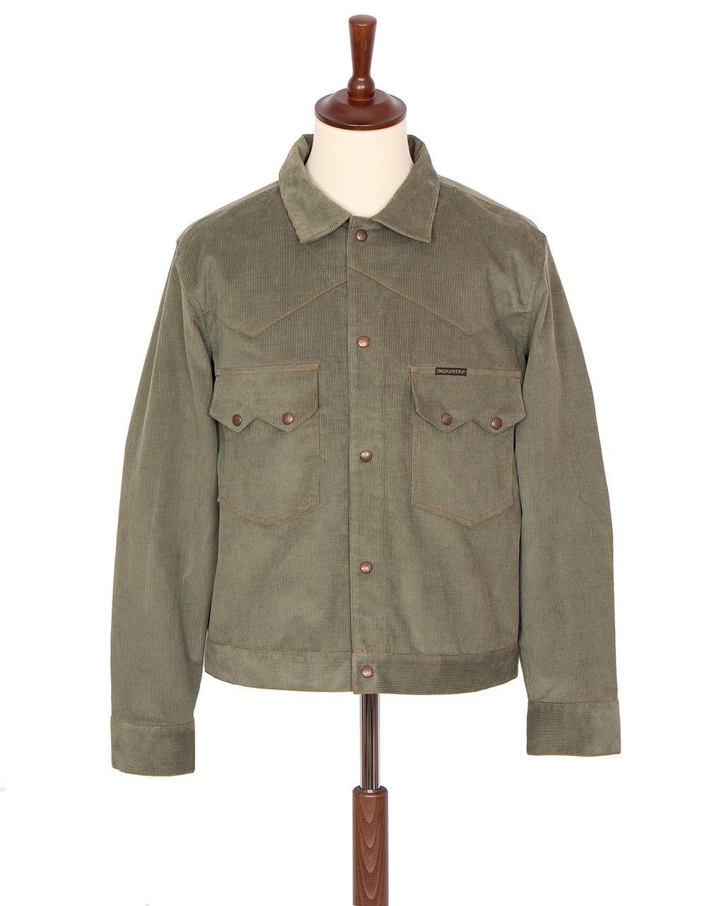 Indigofera Cooper Shirt, 13W Corduroy, Stone Green