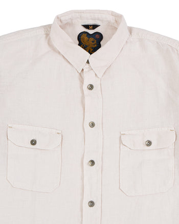 Indigofera Delray Shirt, Linen Canvas, Broken White