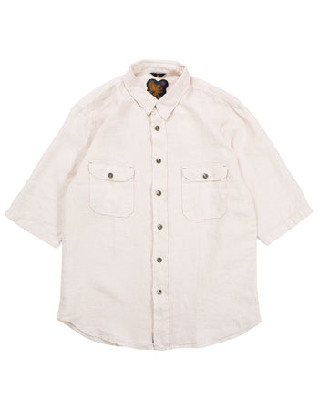 Indigofera Delray Shirt, Linen Canvas, Broken White