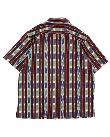 Indigofera Deville Shirt, Printed Seersucker, Wine / Ecru