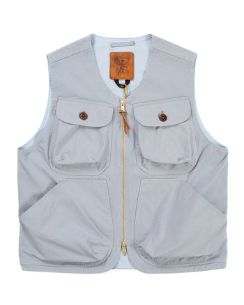 Indigofera Dryden Vest, Cotton Canvas, Dusty Blue
