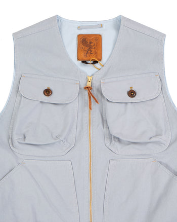 Indigofera Dryden Vest, Cotton Canvas, Dusty Blue