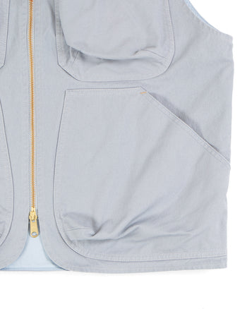 Indigofera Dryden Vest, Cotton Canvas, Dusty Blue