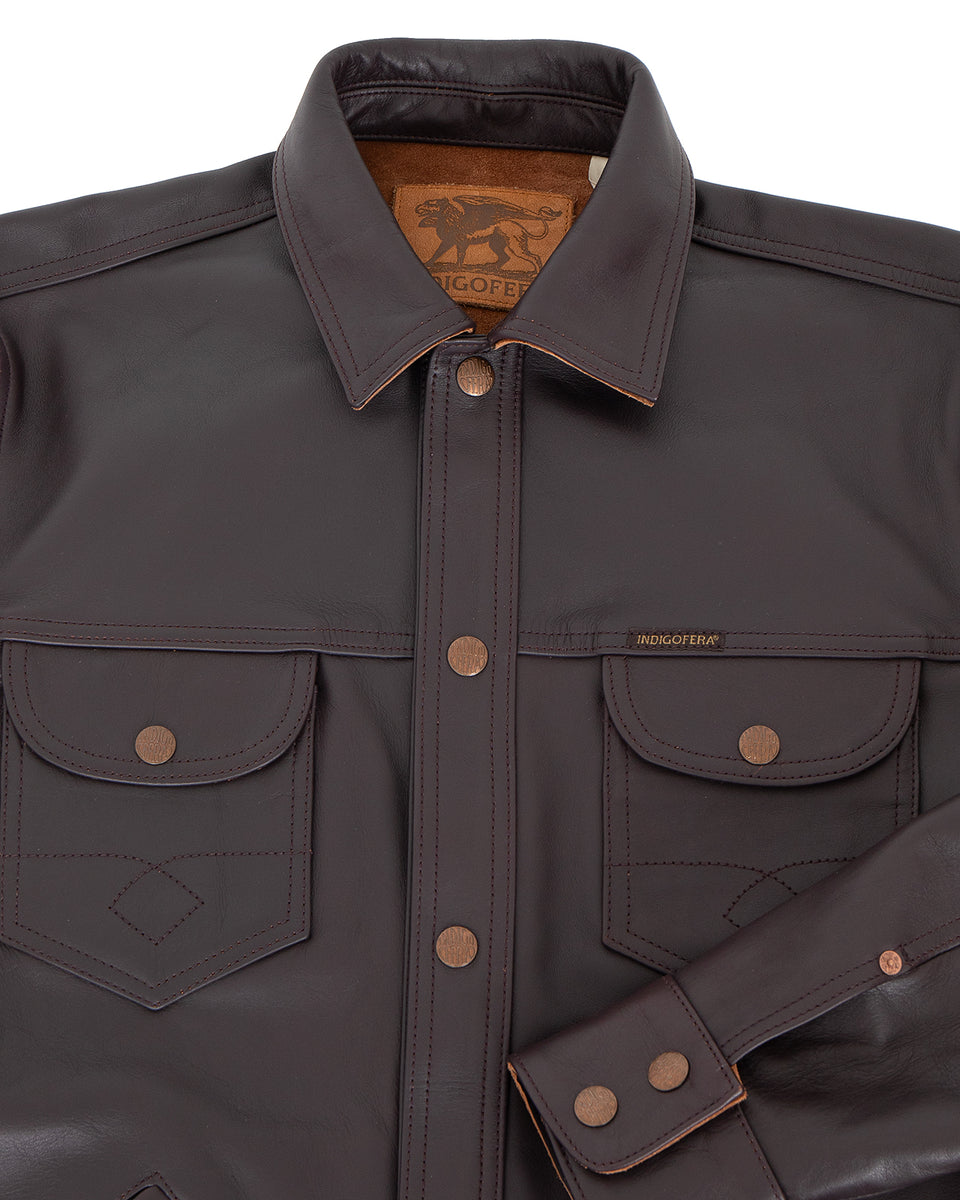 Indigofera Eagle Rising Leather Jacket, Dark Burgundy Tea Core