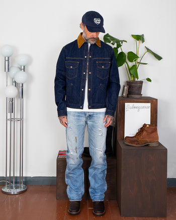 Indigofera Fargo Quarter Jacket, Vintage 70s Denim, Soaked