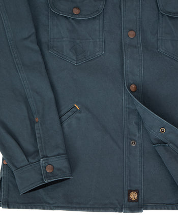 Indigofera Fargo Trucker Jacket, Smithson Canvas, Petrol