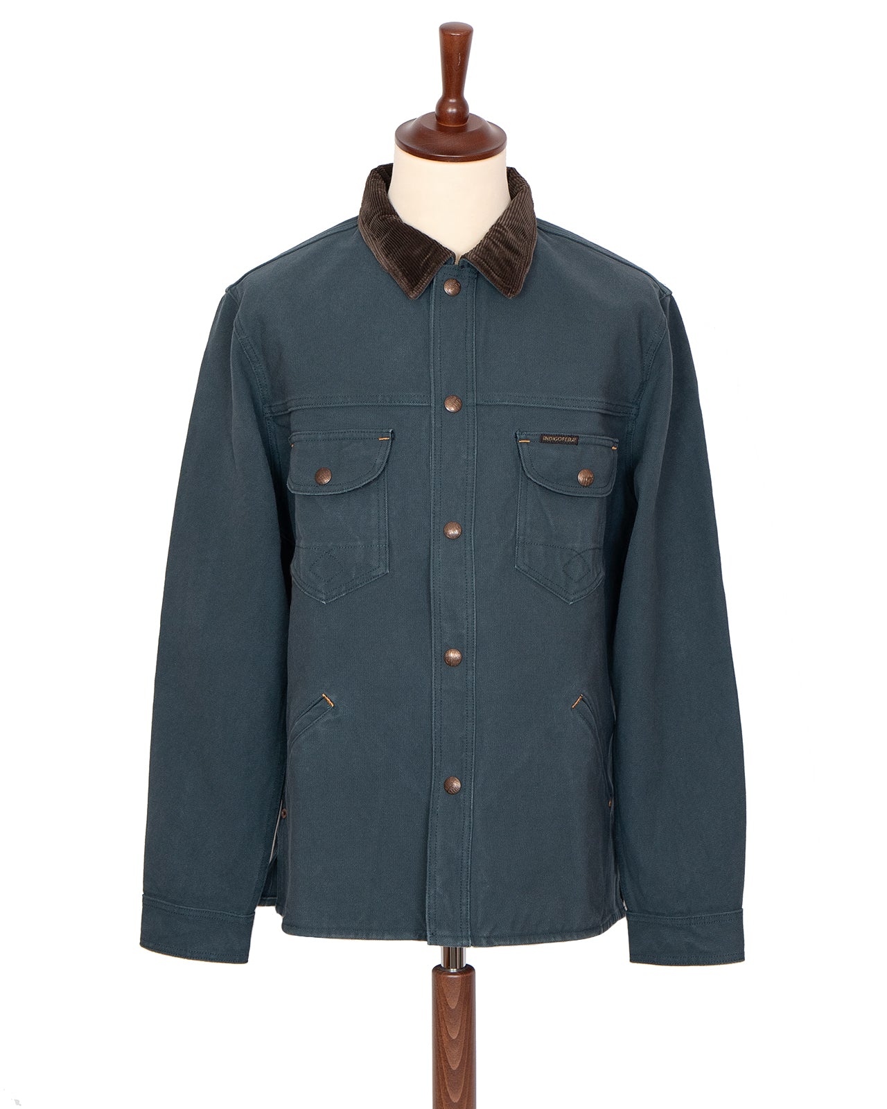 Indigofera Fargo Trucker Jacket, Smithson Canvas, Petrol